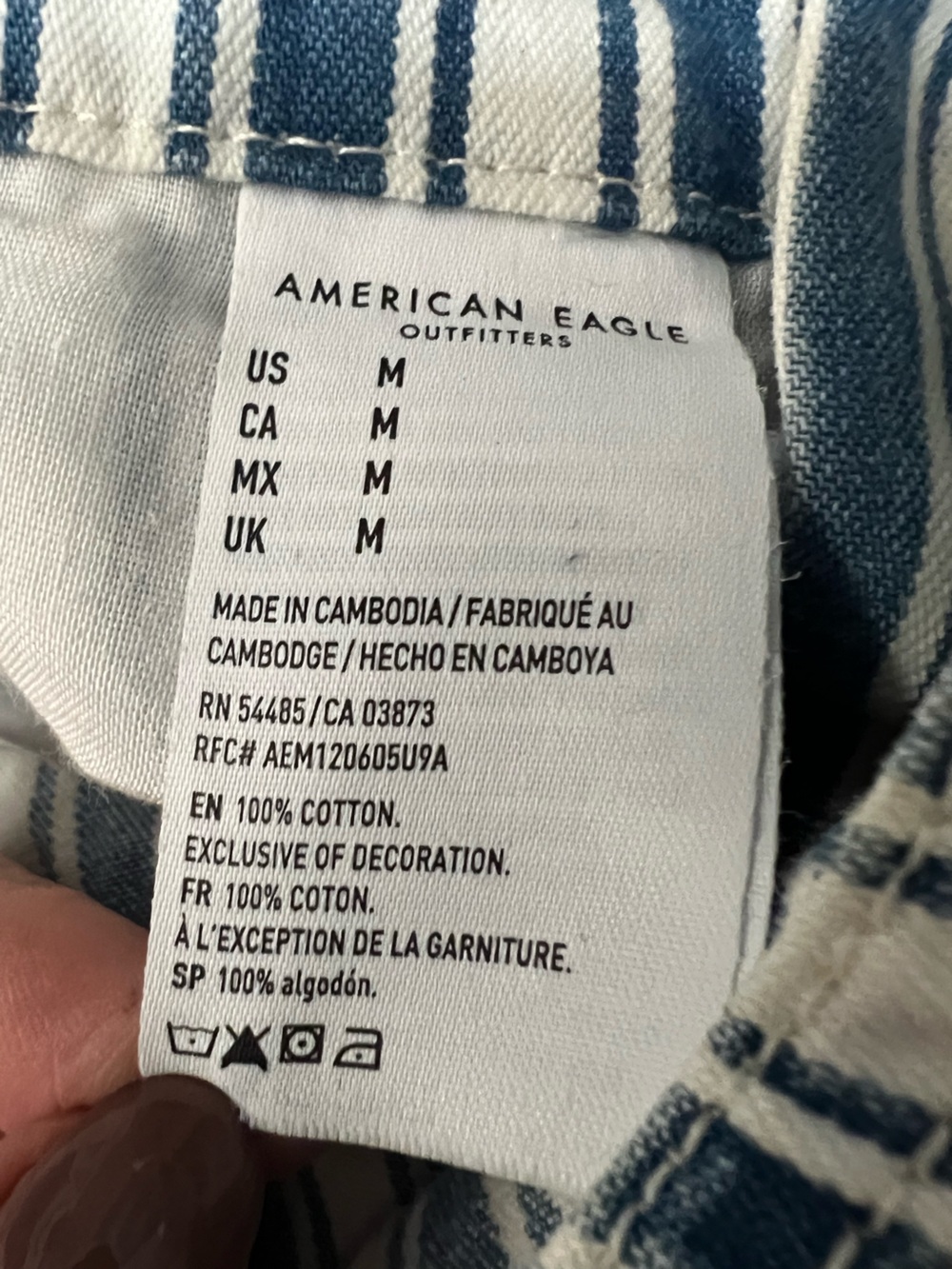 American Eagle Outfitters Blue & White Striped Women’s Short Overalls size M EUC - Picture 6 of 6